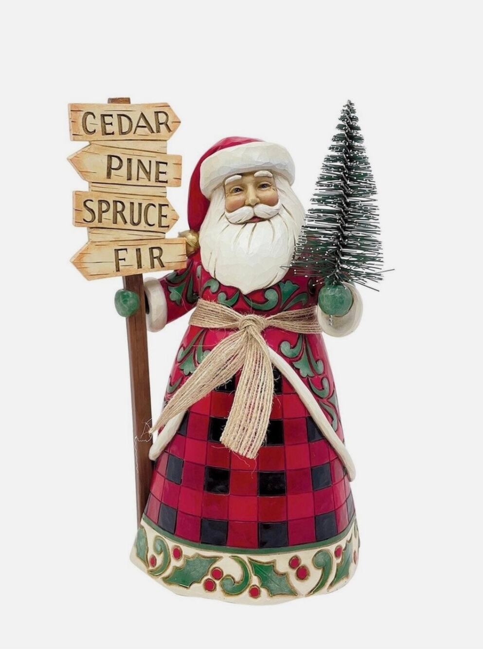 New Country Living by Jim Shore It's Tree Time Santa with Tree and Sign 6011741